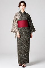 ★未使用　豹柄　ロゼットの浴衣　m4375 浴衣 単品 女性用 日本製 半身仕立て 綿100％ ヒョウ柄 NO43897 - メルカリ