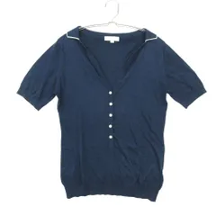 JOHN SMEDLEY ジョンスメドレー シーアイランドコットン ポロシャツ ニット 半袖 トップス Vネック ネイビー S【S】 レディース 【中古】のサムネイル