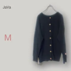 ◆ジャバ【M】ワッフルカーディガン バックオープン風デザイン オーバーサイズ ゆったり 黒 レディース アウター JaVaのサムネイル