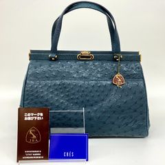 오스트리치 핸드백 JRA 인정 블루계 토트 백 OSTRICH 720K