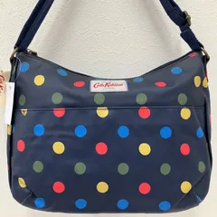 6422　Cath Kidston　キャスキッドソン　タグ付き　ショルダーバッグ　ネイビー　ドット　水玉　レディース　PVC　コーティング　キャンバスのサムネイル