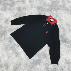 【良品】pierre cardin ピエール カルダン ポロシャツ 刺繍デザイン(L)　カジュアル　黒系　ブラック　長袖のサムネイル