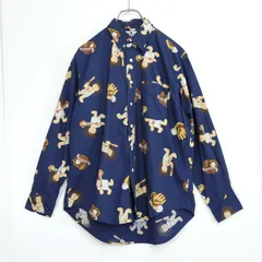 【美品】ネイチャートレイル ピンクハウス★野球・ベースボール柄が可愛い♪ 長袖シャツ メンズサイズS 紺系 z21408のサムネイル