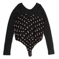 WF26562 Marc by Marc Jacobs マークバイマークジェイコブス 長袖 ボディスーツ カットソー トップス レオタード 総柄 M ブラック 黒のサムネイル