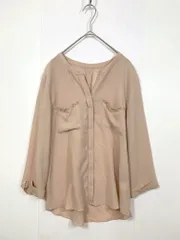 Jewel Changes ジュエルチェンジズ 6611-668-0674 胸ポケット ビジュー付き 長袖 ブラウス シャツ ピンクベージュ ■■レディースのサムネイル
