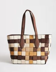 トップショップ レディース バッグ パッチワーク Topshop Mylarge patchwork tote in chocolate Natural Mix チョコレートのサムネイル
