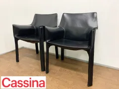 ●カッシーナ Cassina 413 CAB キャブ アームチェア ダイニングチェア 2脚セット マリオ・ベリーニ 椅子 ブラック 本革 総革 118万(貝1797)のサムネイル