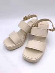 Heather ヘザー ダブルストラップ チャンキーヒール サンダル sizeL/クリーム ■◆レディースのサムネイル