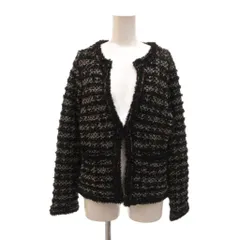 セオリーリュクス theory luxe ニットジャケット カーディガン 38 黒 ブラック グレー ノーカラー 長袖 シャギー /NU ■ECF007のサムネイル