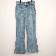 Chico チコ フレアパンツ デニム 裾スリット フルレングス スタンダード ブルー Mサイズ 〇□のサムネイル