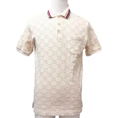 美品□GUCCI グッチ 753572 ウェブストライプ GGコットンピケ 半袖ポロシャツ カットソー アイボリー XS イタリア製 正規品 メンズのサムネイル