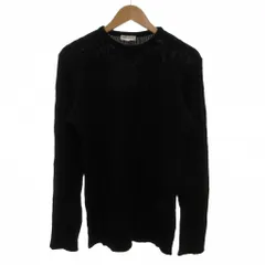 ジョルジオアルマーニ GIORGIO ARMANI 美品 ハイゲージニット セーター ラウンドネック ケーブル編み ダイヤ柄 長袖 ウール  46 黒 ブラック  /MXのサムネイル
