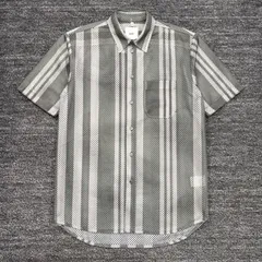 極美品 OAMC メッシュ 半袖シャツ オリーブ ストライプ Sのサムネイル