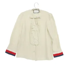 GUCCI グッチ 長袖シャツ フリル ブラウス ボウタイリボン GG パールボタン トップス ベージュ 36 レディース 【中古】のサムネイル