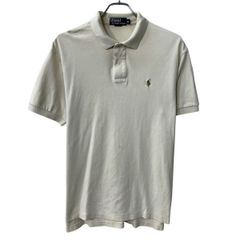 90s Polo by Ralph Lauren 半袖 ポロシャツ M アイボリー ポロラルフローレン ハーフボタン 90年代 ポニー刺繍 夏物 a807-6611