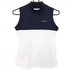 【超美品】ブリーフィング ノースリーブハイネックシャツ ネイビー×白 胸ロゴ  レディース S ゴルフウェア BRIEFINGのサムネイル