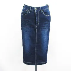 ヤヌーク YANUK スカート ボトムス ミモレ丈 タイト ペンシル ユーズド加工 ストレッチ S インディゴ ※EKMのサムネイル
