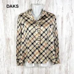 DAKS ダックス ハウスチェック フリル シルクブラウス ベージュのサムネイル