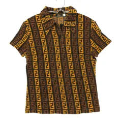 美品 FENDI フェンディ ポロシャツ 半袖 ズッカ柄 FF パイル地 Vintage ヴィンテージ トップス イタリア製 ブラウン 42【M】 レディース 【中古】のサムネイル