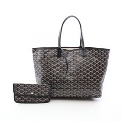 ゴヤール GOYARD トートバッグ サンルイPM ブラック/ホワイト/ブラウン PVCコーティングキャンバス レザー サンルイ PM レディース Used A