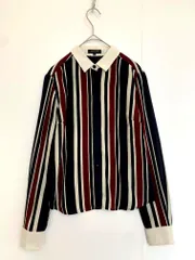 LOVELESS ラブレス ポリエステル ストライプ シャツ size34/紺 ■■レディースのサムネイル