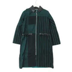 美品 HERMES エルメス ステンカラーコート カシミヤ100% ストライプ柄 レザー切替 ジップアップ ロング アウター ブラック 36【S】 レディース 【中古】のサムネイル