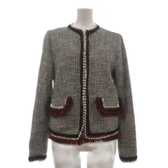 ザラ ベーシック ZARA BASIC ツイードジャケット 長袖 ノーカラー 白系 XS ■OOMのサムネイル