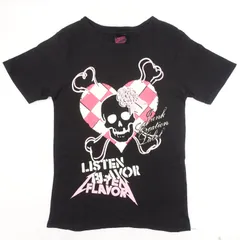 LISTEN FLAVOR スカル ハート Tシャツ M ブラック 黒 半袖 骸骨 パンク リッスンフレーバーのサムネイル