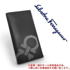 ※併売商品※ ◆未使用保管品◆Ferragamo【フェラガモ】ガンチーニ 二つ折り長財布 レザー ブラック ウォレット メンズ　M1984のサムネイル