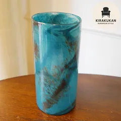 DULTON ダルトン 花瓶 ガラス グラス ベース FLUSSO BLUE 高25.5 おしゃれ ガラス花瓶 マーブル加工 花瓶 ガラスのサムネイル