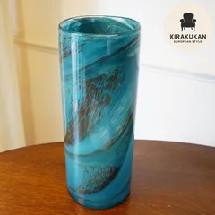 DULTON ダルトン 花瓶 ガラス グラス ベース FLUSSO BLUE 高30.5 おしゃれ ガラス花瓶 マーブル加工 花瓶 ガラスのサムネイル