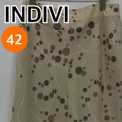 INDIVI インディヴィ スカート フレアスカート ドット柄 ベージュ レディース 日本製 42サイズ 【CB1024】のサムネイル