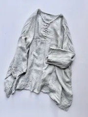 nest Robe ネストローブ リネン先染めガーゼビッグブラウス 定価2.4万 麻 日本製 / made in JAPANのサムネイル