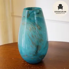 DULTON ダルトン 花瓶 ガラス グラス ベース CIELO BLUE 高29 おしゃれ ガラス花瓶 マーブル加工 花瓶 ガラスのサムネイル
