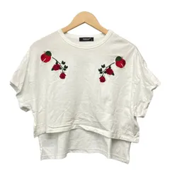 UNDER COVER(アンダーカバー) 半袖カットソー サイズ1 S レディース - 白×レッド×ダークグリーン 刺繍/リンゴ/バラのサムネイル