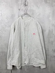 DANTON ダントン ワンポイント 長袖 バンドカラーストライプ シャツ size38/グレー ■■ メンズのサムネイル