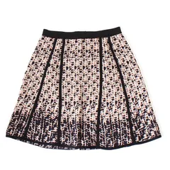 WF26564 極美品 Marc by Marc Jacobs マークバイマークジェイコブス シルク フレア スカート 総柄 0 ブラック×ピンク×グレー 黒のサムネイル