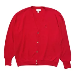 USA 古着 USA製 IZOD アイゾッド ヴィンテージ アクリル ニット カーディガン 刺繍ロゴ レッド 赤色 メンズXL BH0308のサムネイル