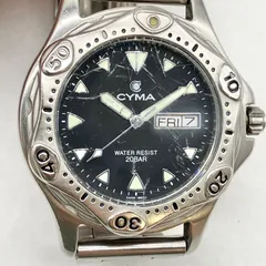 H388【お買い得】CYMA 腕時計 ダイバーズウォッチ クォーツ式 デイト 黒文字盤 200m防水のサムネイル
