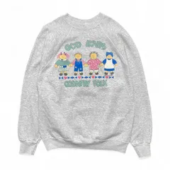 古着 USA製 90S ヴィンテージ ダサかわ クルーネック スウェット トレーナー プリント グレー レディースL BD2849のサムネイル
