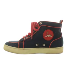 クリスチャンルブタン Christian louboutin ハイカット スニーカー シューズ ロゴ 37 紺 ネイビー 赤 レッド /ANのサムネイル