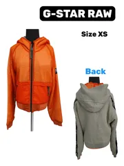 G-STAR RAW リバーシブル ジップアップパーカー Reversible Zip Through Hoodie オレンジ×カーキ XS レディースのサムネイル
