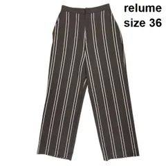 ◆ レリューム relume ワイドパンツ バックゴム仕様 バックポケット ストライプ柄 ブラウン 綿 36 S 7号 メンズ S6I283のサムネイル