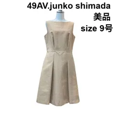 □ 美品 49AV. ジュンコシマダ junko shimada タックフレアワンピース ボートネック ノースリーブ 膝丈 ベージュ 38 M 9 レディース Z6D320のサムネイル