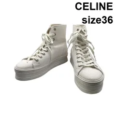 ● セリーヌ CELINE ハイカット スニーカー ホワイトスニーカー 厚底 トリオンフ 白 コットンキャンバス 36 約23cm レディース 6D447のサムネイル