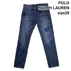 ◆ ポロラルフローレン POLO デニムパンツ ジーンズ アストラスリムボーイフレンド 花柄プリント ブルー系 綿 25 M 9号 レディース S6I225のサムネイル