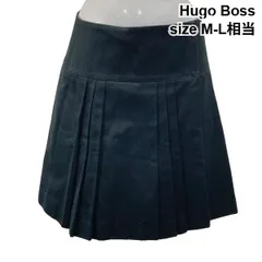 ◆ ヒューゴボス Hugo Boss プリーツスカート ミニ丈  Aラインシルエット  黒 コットン 表記無し M～L 9-11号 レディース S6I245のサムネイル