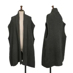 ダナキャランDKNY ショールカラーボタンレスノースリーブニットカーディガン チャコールM位のサムネイル