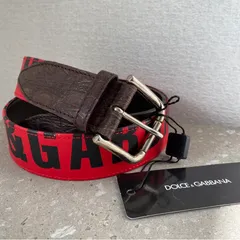 DOLCE&GABBANA ドルチェアンドガッバーナ ベルト ロゴ 赤 黒 レザーのサムネイル