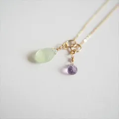 Ouca（ウーサ）ネックレス/【一点もの】10KYG*取り外せる2つの天然石ネックレス40cm/プレナイト×アメジストのサムネイル